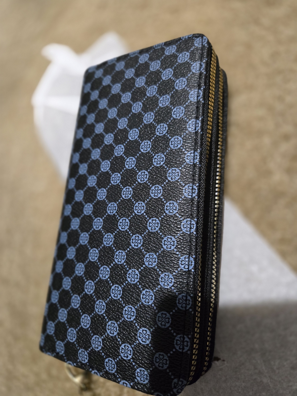 Compact Blue Patterned Zip-Around Women's Wallet - Picture 4 of 4